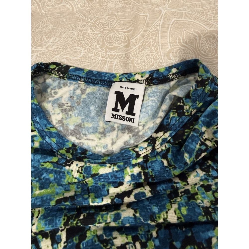 $245 NWT MISSONI Floral Stretch-Jersey Blouse Top Cinched Neckline Italy Made/S - Picture 7 of 8